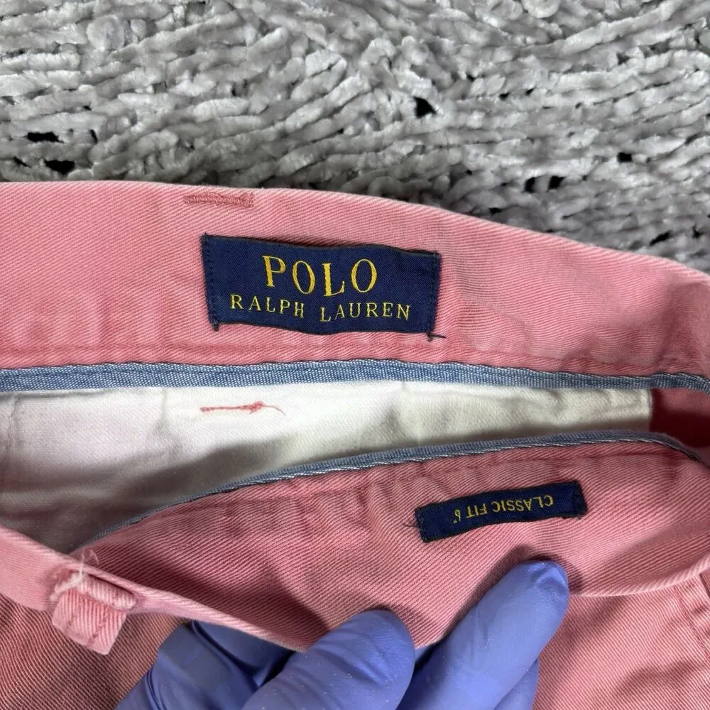 Polo Ralph Lauren Chino Shorts Men 38 Classic Fit 6 Inch Inseam Pink Preppy Golf